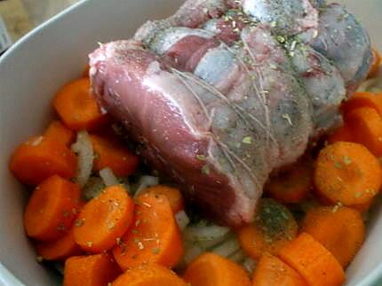 recette " Rôti de veau light en cocotte... aux petits légumes... cuit au four..."