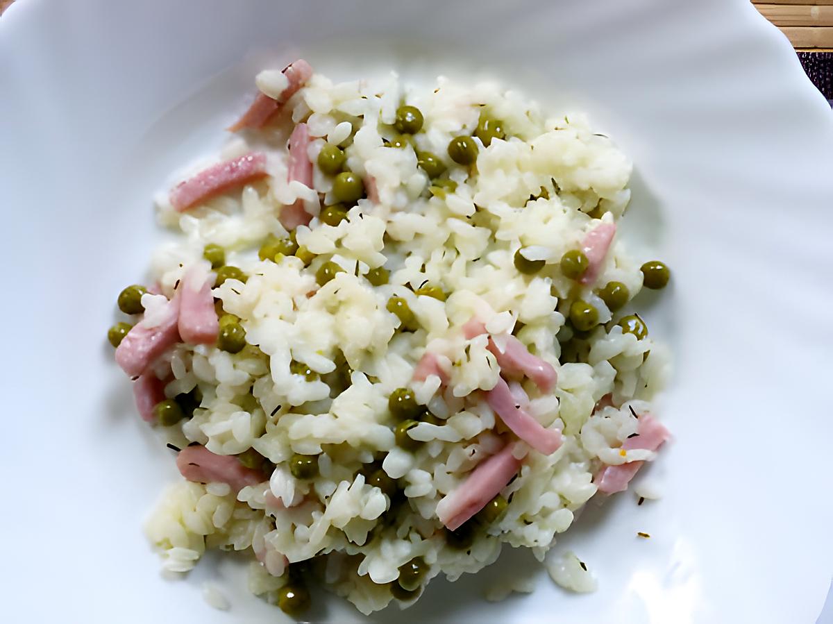 recette Risotto au jambon et petits pois