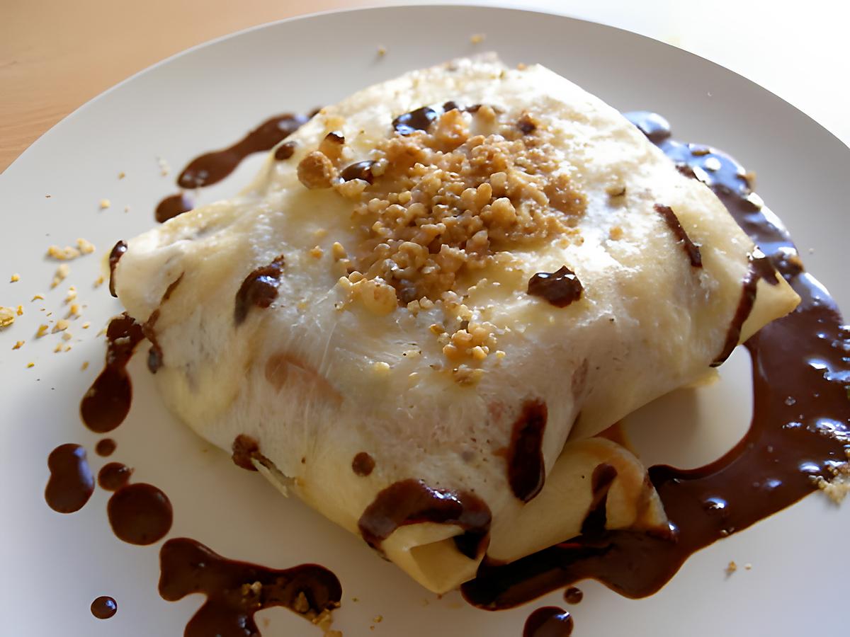 recette Banane pralinée et pralin, dans sa feuille de brick façon crêpe dentelle