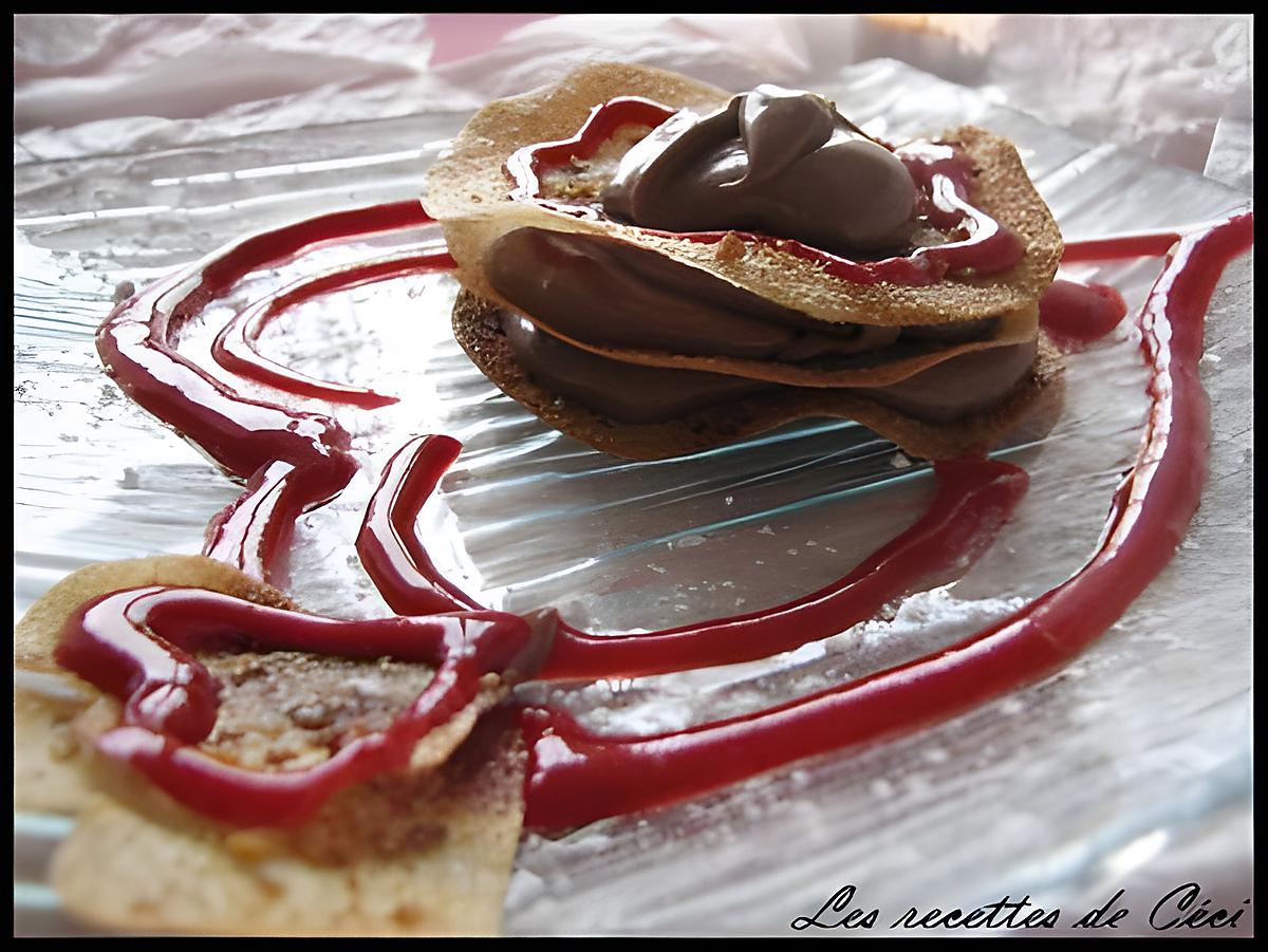 recette Millefeuille chocolat & coulis framboise