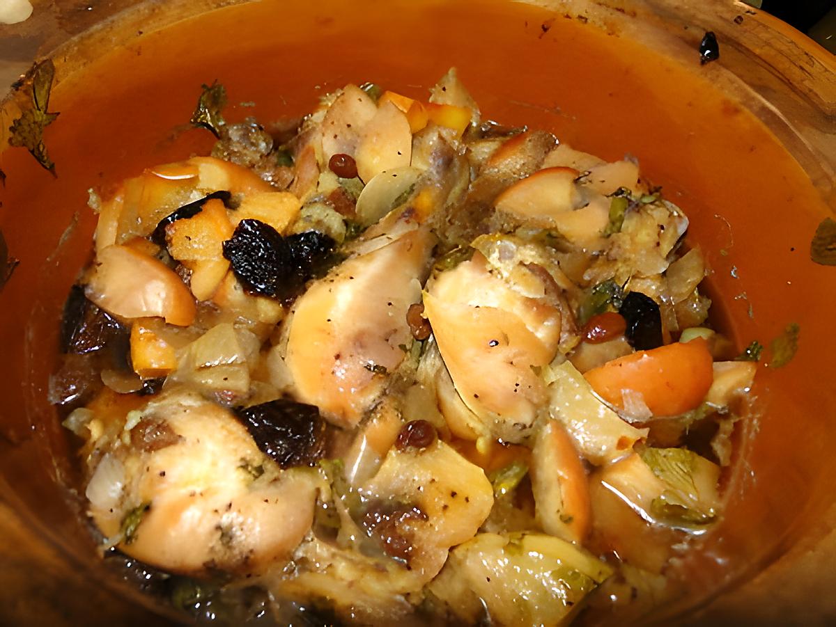 recette Poulet ivre aux fruits secs (tajine mexicaine)