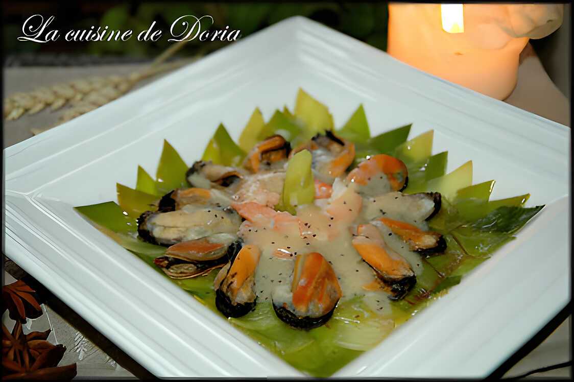 Feuilleté De Fruits De Mer Fondue De Poireaux Recette de Fruits de mer à la fondue de poireaux et pavot