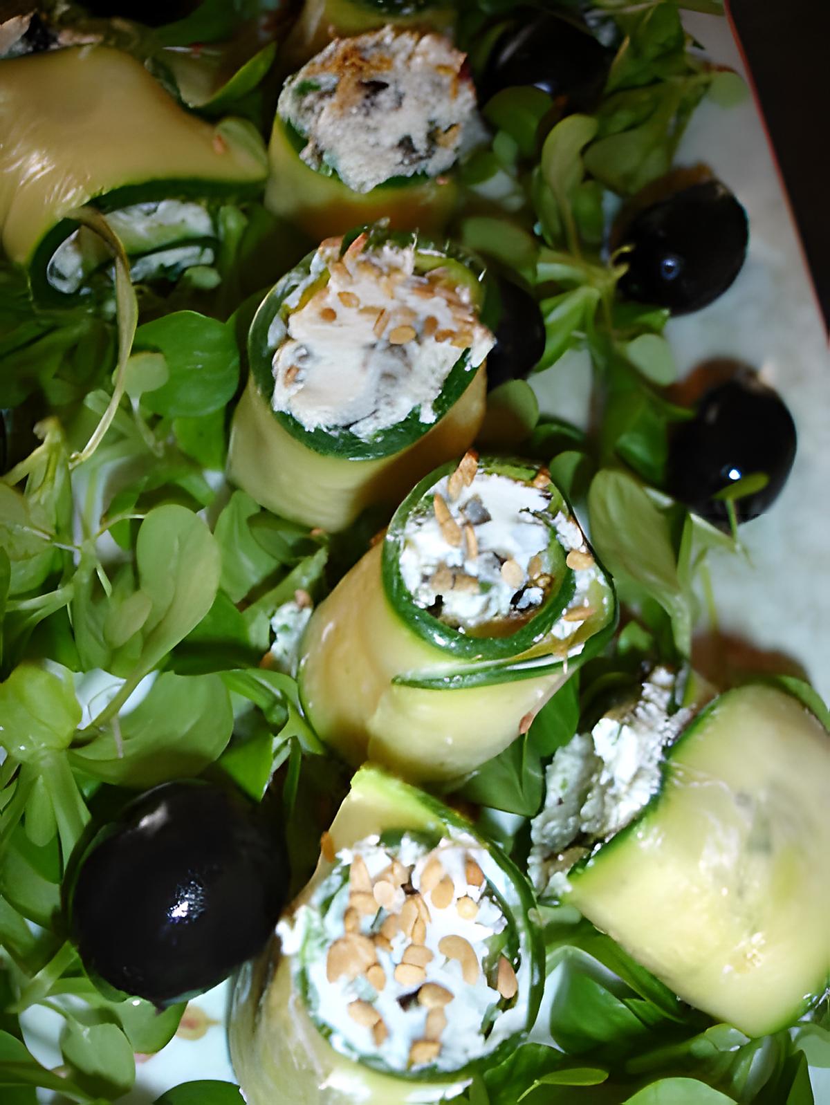 recette rouler de courgette fromage et olives