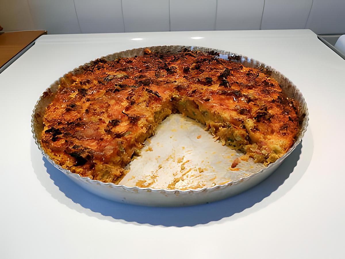 recette Quiche sans pâte, aux carottes, poireaux, bacon et muscade.