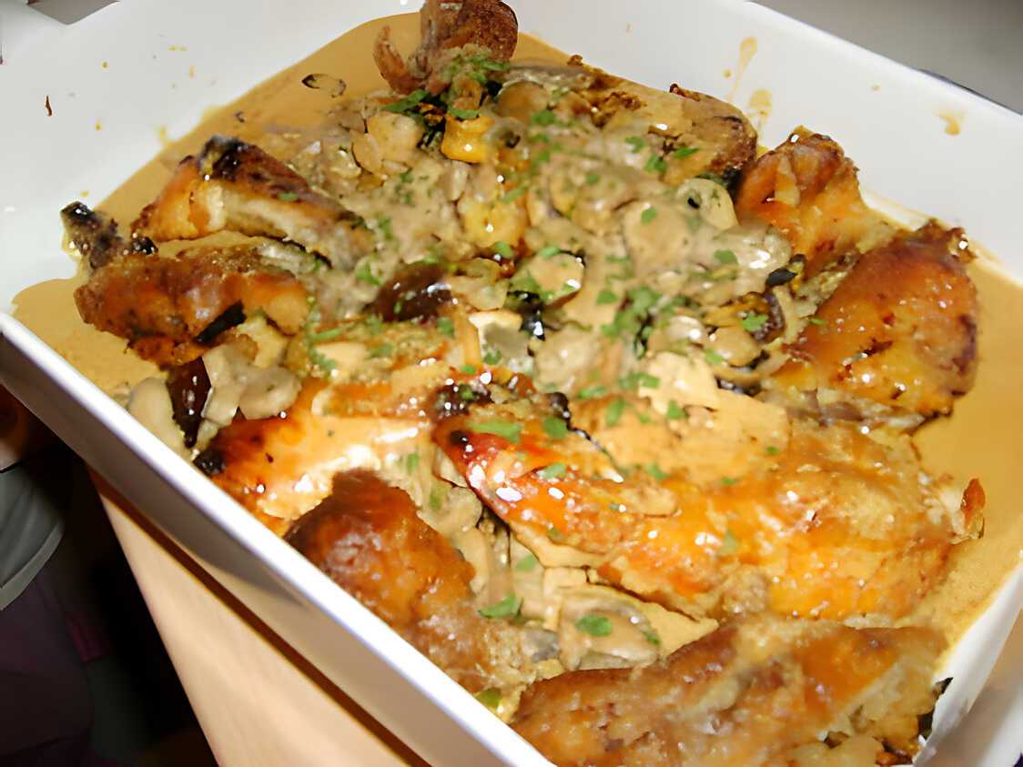 Recette de Poulet à la crème et aux champignons