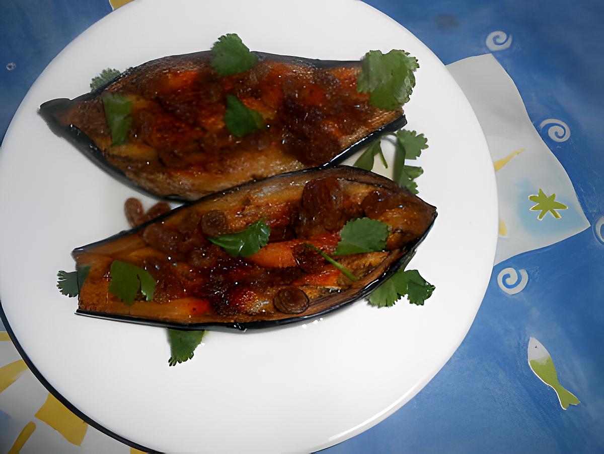 recette Aubergine confite aux raisins secs