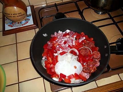 recette tortilla poivron chorizo lardon