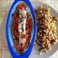 recette papillotte de saumon +légumes +ébly