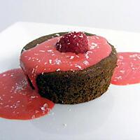 recette Fondant au chocolat et son coulis coco-framboises