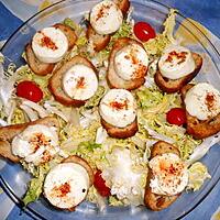 recette Frisée aux petits croutons de chévre frais