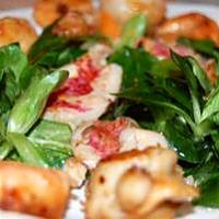 recette Salade rouget, coquille saint jacques et crevettes