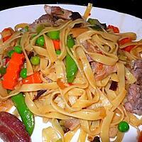 recette Tagliatelle aux porcs et petits légumes façon asiatique