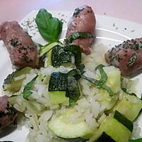 recette Saucisses de Toulouse au riz et courgette.