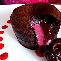 recette Fondant au chocolat noir et coeur coulant de framboise