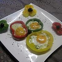 recette Poivrons tricolores aux oeufs.