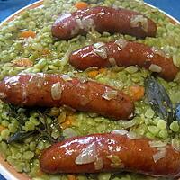 recette Saucisses diots de Savoie aux pois cassés.