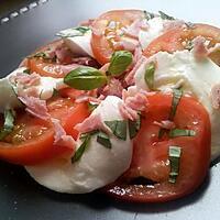 recette Salade de tomates à l'italienne (mozarella basilic et jambon)