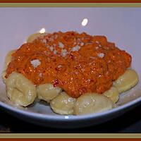 recette Gnocchis sauce aux poivrons, bacon et parmesan