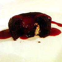 recette Moelleux au chocolat, coeur choco-nougat et son coulis de framboises