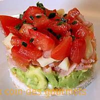 recette Tartare de saumon/Avocat/tomate/pomme granny