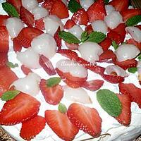 recette Pavlova fraises, litchis et menthe (trop bon, trop frais, idéal pour les beaux jours)