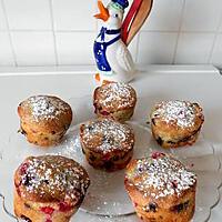 recette Muffins aux fruits rouges et pépites de chocolat.