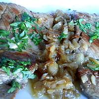 recette GRILLADE ET CONFIT D'ECHALOTE AU SIROP D'ERABLE