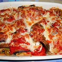 recette INVOLTINI  D'AUBERGINE  FARCIS AUX PATES A LA TOMATE