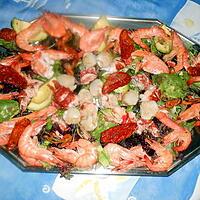 recette Salade de homard,crevettes,st jacques,moules