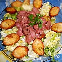 recette Salade de gesiers et croutons de parmesan