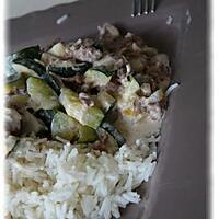 recette Poèlée de courgettes et champignon au riz et à la viande
