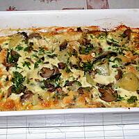 recette Gratin au camembert et aux champignons