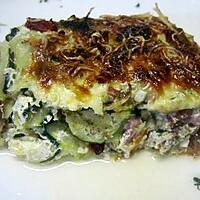 recette Gratin de courgettes aux lardons fumés.