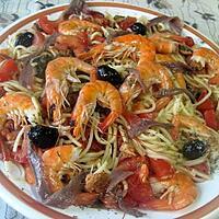 recette Spaghettis à l'oseille aux crevettes.