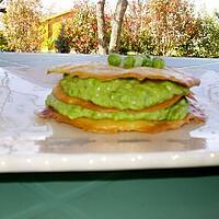 recette millefeuilles de tuiles au curry à la mousse de petits pois