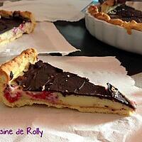 recette Tarte framboise, chocolat blanc et couche craquante chocolat noir