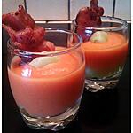 recette Verrines Gaspacho de tomates, de concombres & sa chips de lard.