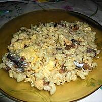 recette Pates à l'omelette sardinée