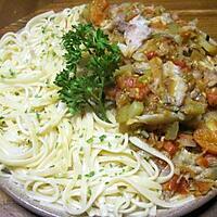 recette Spaghettis à la sauce tomates & au poisson fumé.