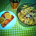 recette Penne pesto et saumon