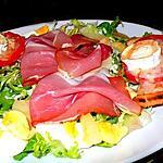 recette Salade fruitée avec son jambon de parme et gratiné de chèvre sur son toast