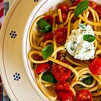 recette Pâtes aux tomates cerises et aux basilic  Ricotta