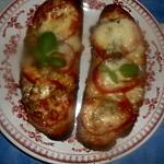 recette Tartine,anchois,tomate,mozarella
