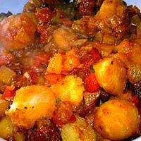 recette Pommes de terre grenaille à la tomate, au chorizo et au poivron