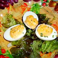 recette Petits oeufs mimosa sur lit de salade