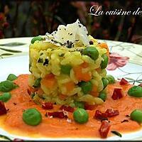 recette Risotto aux petits légumes et sa sauce de tomates au chorizo