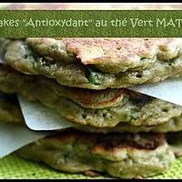 recette ** Pancakes antioxydants : petit pois , thé vert  Matcha, noix de cajou et menthe ... tout vert **