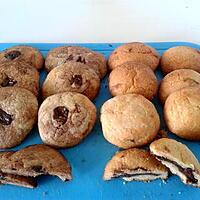 recette cookie au coeur chocolaté et cookie a la pâte a tartiner et pépite au chocolat