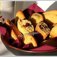 recette Madeleines aux cranberries fourrées au chocolat