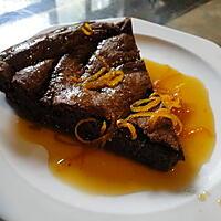 recette Gâteau "soufflé" au chocolat avec sauce  au caramel d'orange